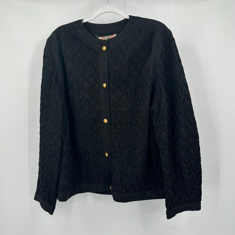 Gene Ewing BIS Womens Minimalist Jacket Size L Vintage 90s Artsy Gold Buttons